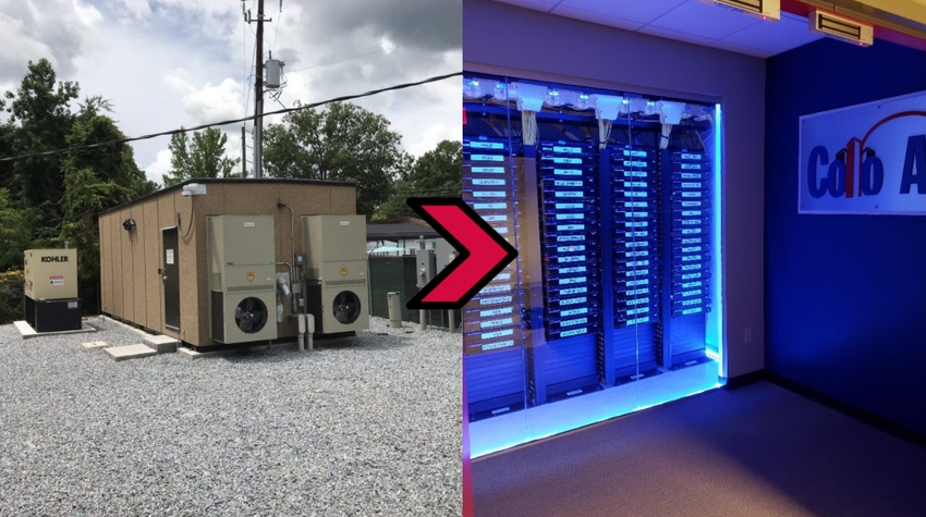American Tower's edge data center in Atlanta's Ben Hill neighborhood (L) and the Colo Atl data center downtown (R)