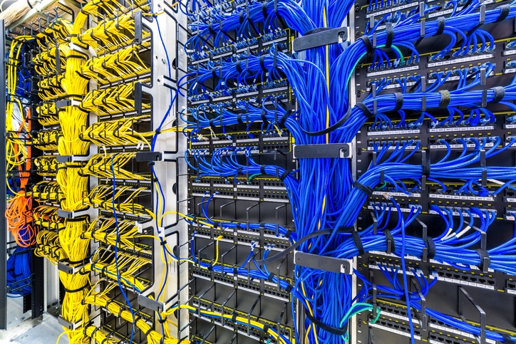 Network cables inside a large company's data center Network cables inside a large company's data center