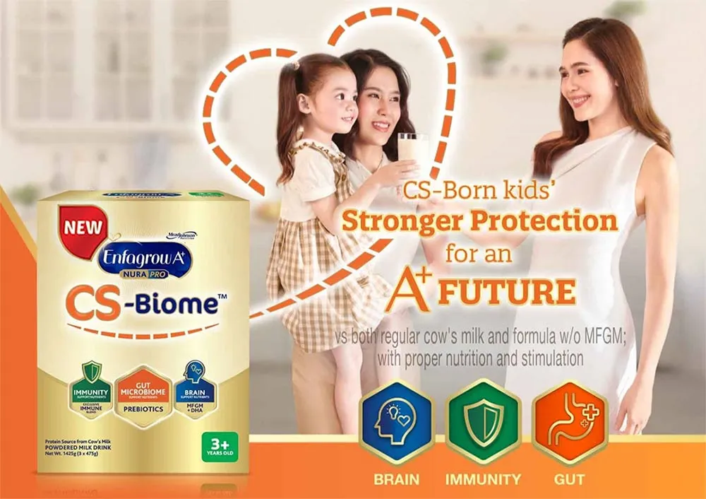 Mother and daughter with Enfagrow A+ CS Biome packaging