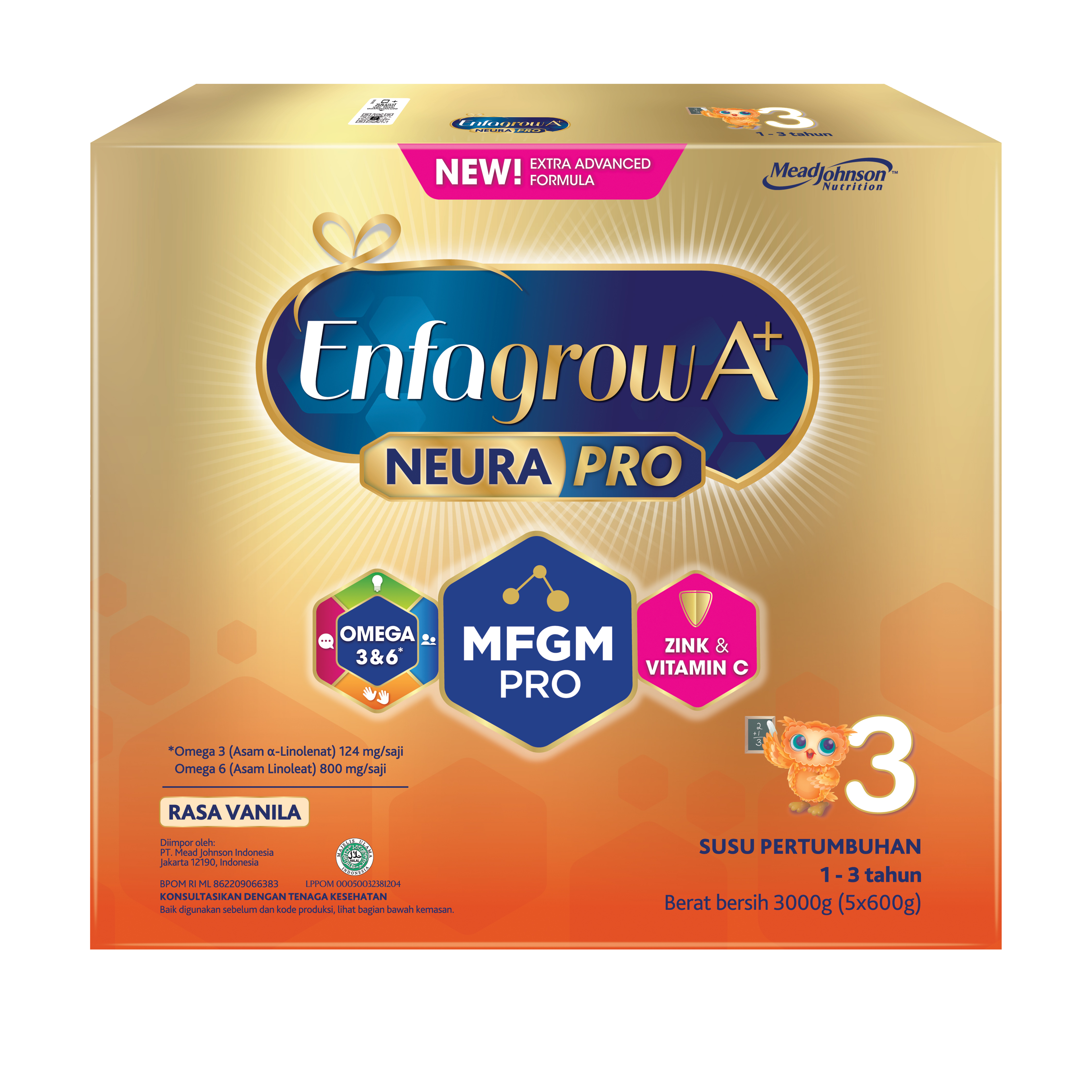 Enfagrow A+ 3 Susu Formula Anak 1 - 3 Tahun Vanila 3000 gr
