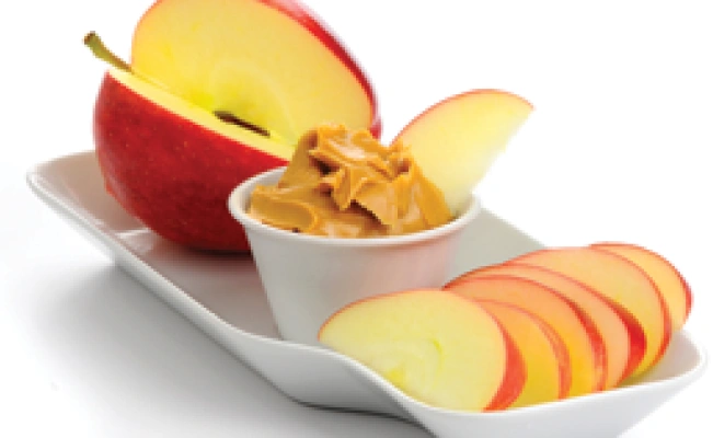 Apple slices with peanut butter dip
