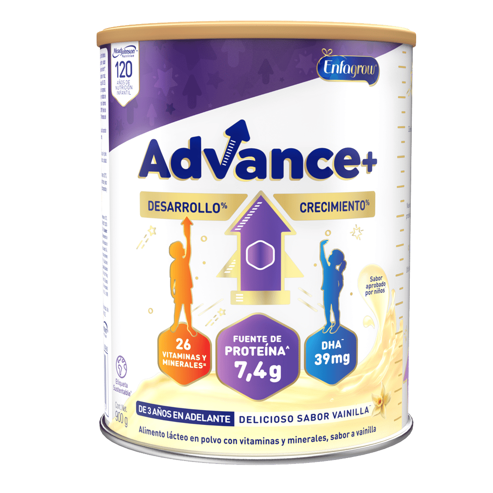Enfagrow Advance diseñado para aportar nutrientes que apoyan la alimentación de niños en crecimiento.