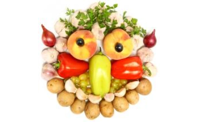 Top shot of different fruits and vegetables