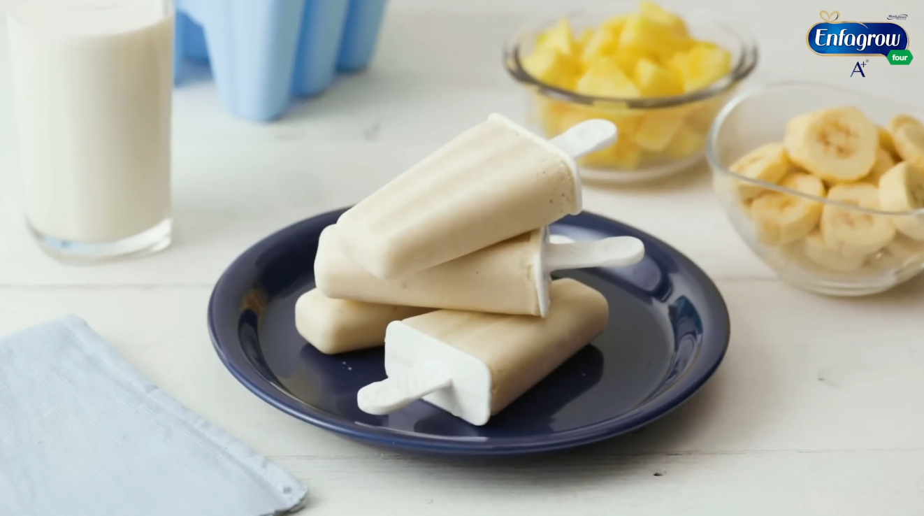 Frozen Banana Pineapple Pops In Plate