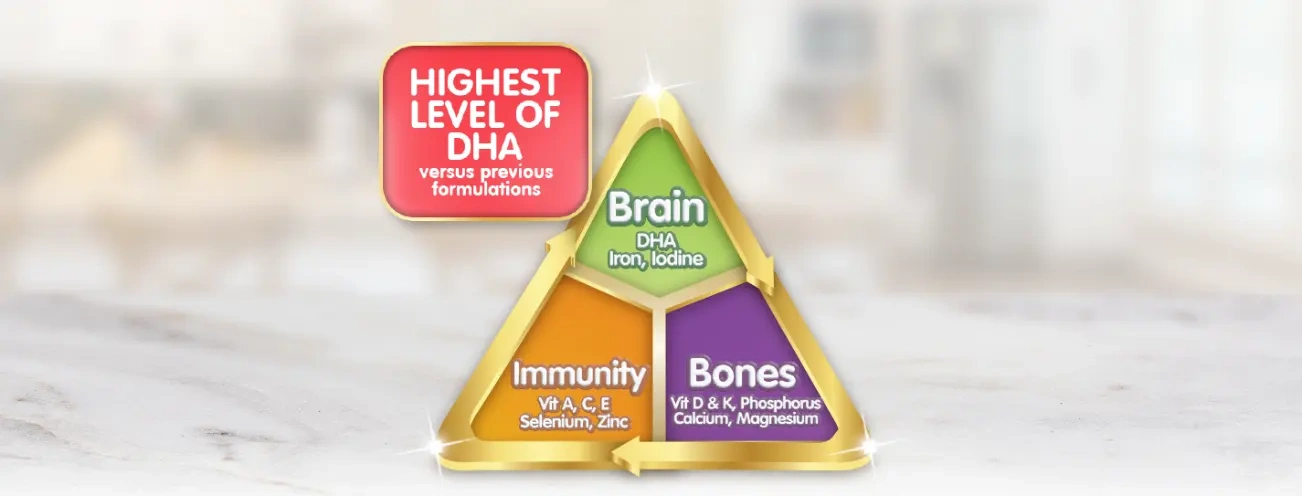 Infographic on brain, immunity, and bone nutrition.