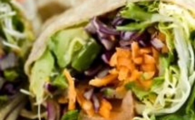 Close-up of a salad wrap