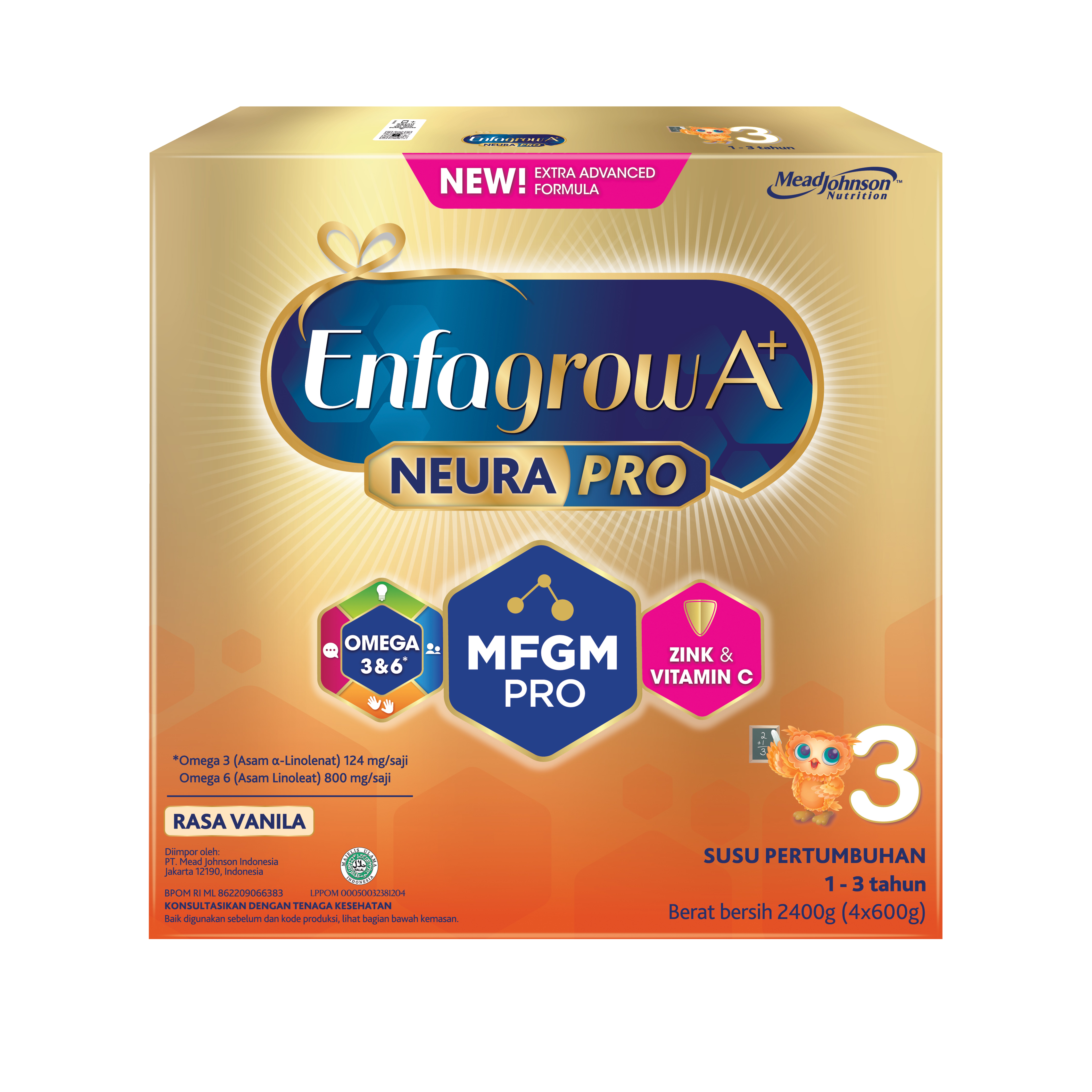 Enfagrow A+ 3 Susu Formula Anak 1 - 3 Tahun Vanila 2400 gr