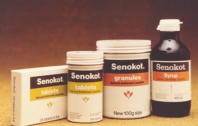 Senokot laxative products including tablets, granules, and syrup.
