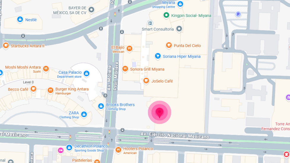 Map with a pinned location in Polanco, Mexico City