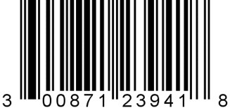 Barcode with visible product code numbers beneath the black vertical bars