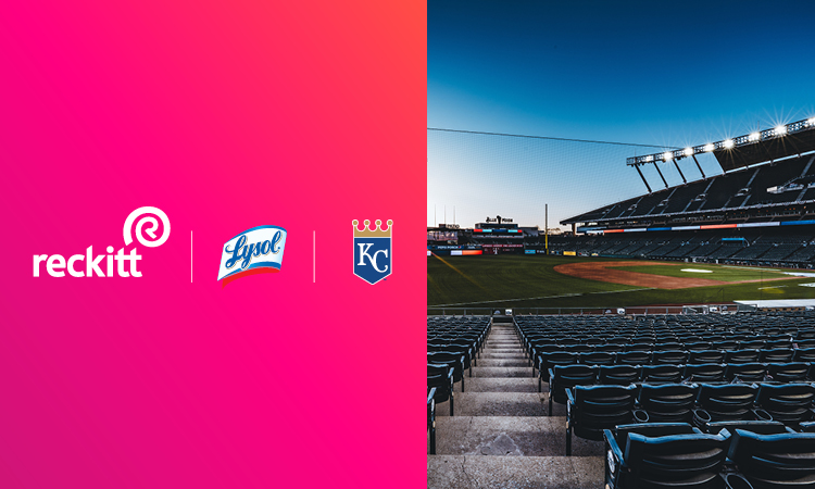 Reckitt and Lysol branding beside a baseball stadium with Kansas City Royals logo
