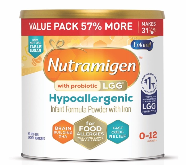 Nutramigen hypoallergenic infant formula with LGG probiotic in a value-size container