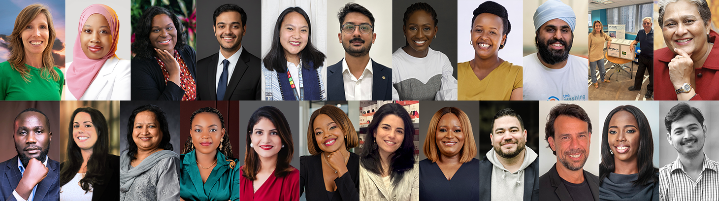 Collage featuring diverse professionals, community leaders, and volunteers from around the world