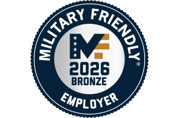 Military Friendly® Employer 2026 Bronze designation recognizing commitment to supporting veterans and the military community in the workplace