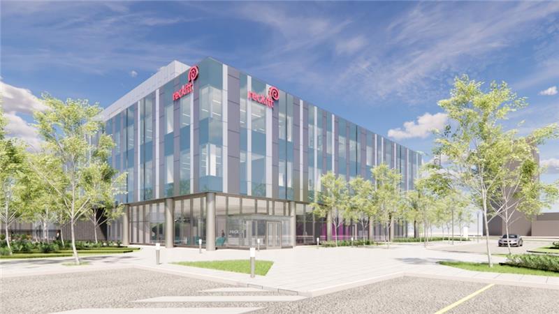 Reckitt office building exterior surrounded by landscaped grounds