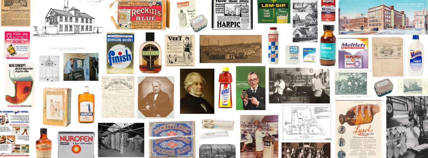 A collage of vintage Reckitt advertisements