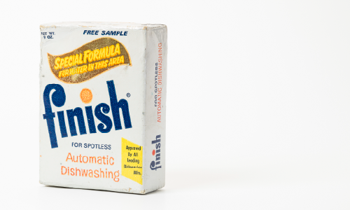 Finish automatic dishwashing detergent box labeled as a free sample.