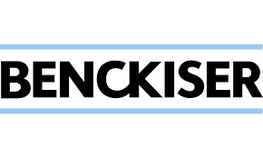 Benckiser logo in black text with blue horizontal lines.