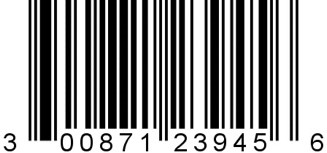 Barcode with visible product code numbers beneath the black vertical bars