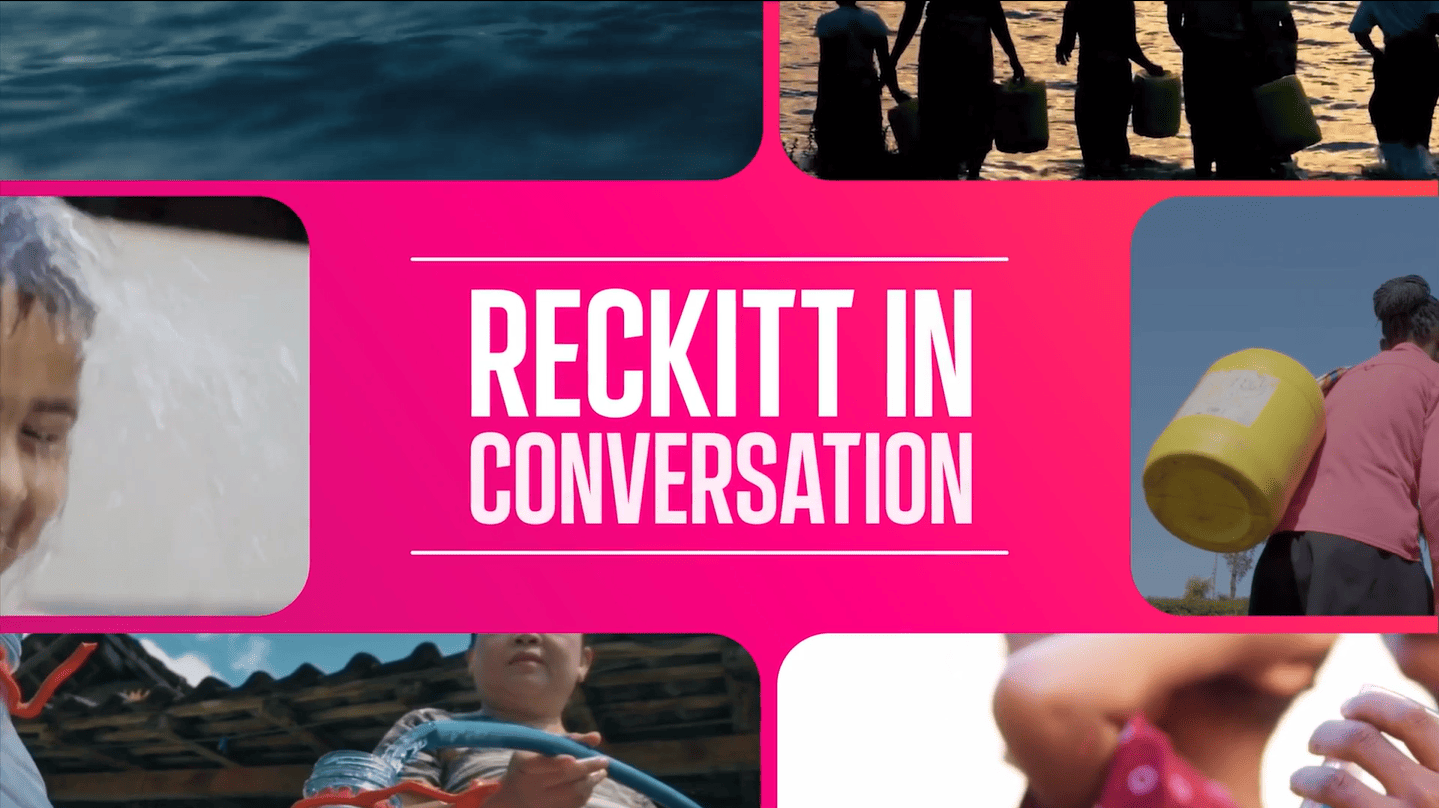Reckitt in Conversation graphic featuring community and hygiene-related imagery