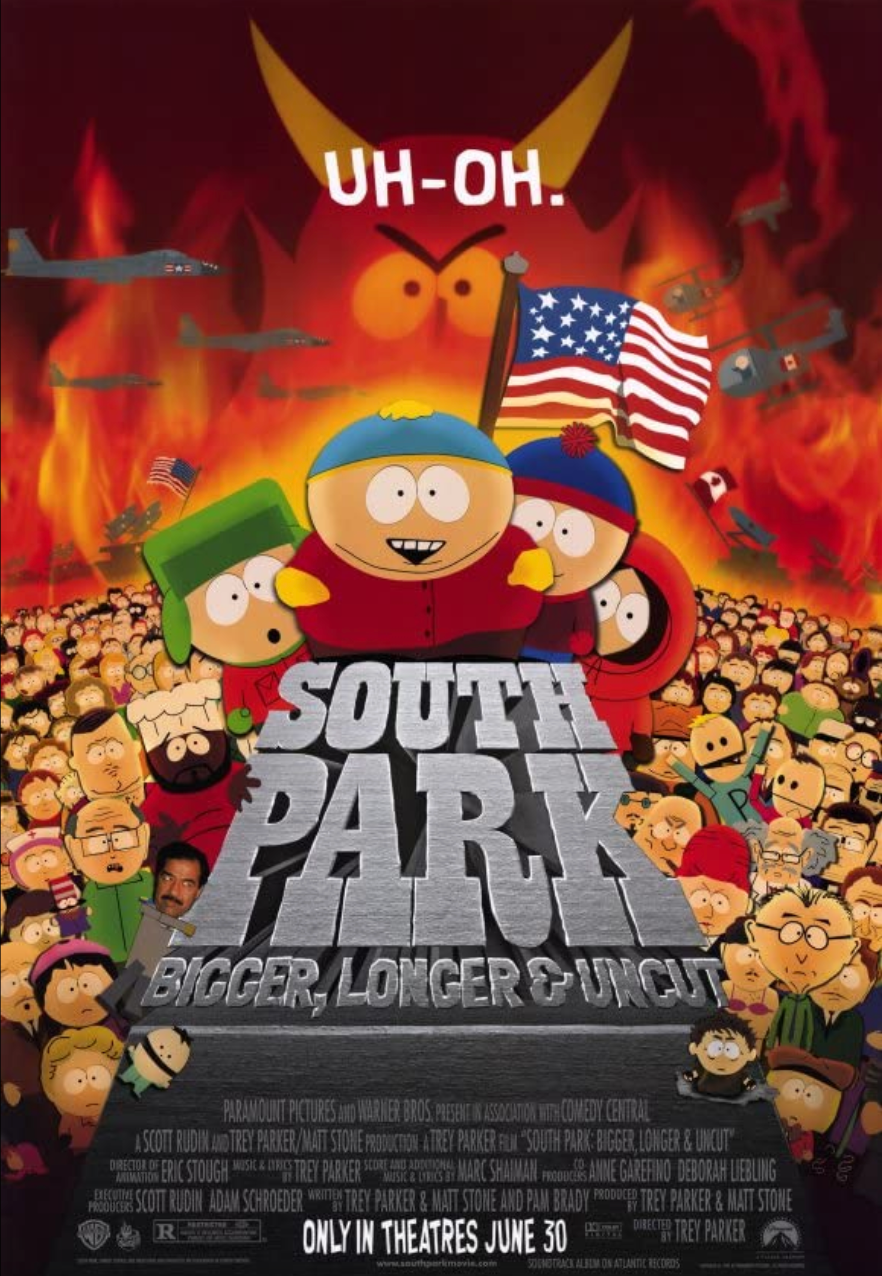 Poster for South Park: Bigger, Longer & Uncut. Credit: Warner Bros.