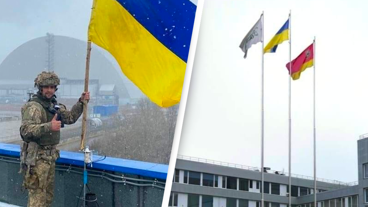 Soldier Poses With Ukraine Flag At Chernobyl After Russian Retreat - Vimarsana News