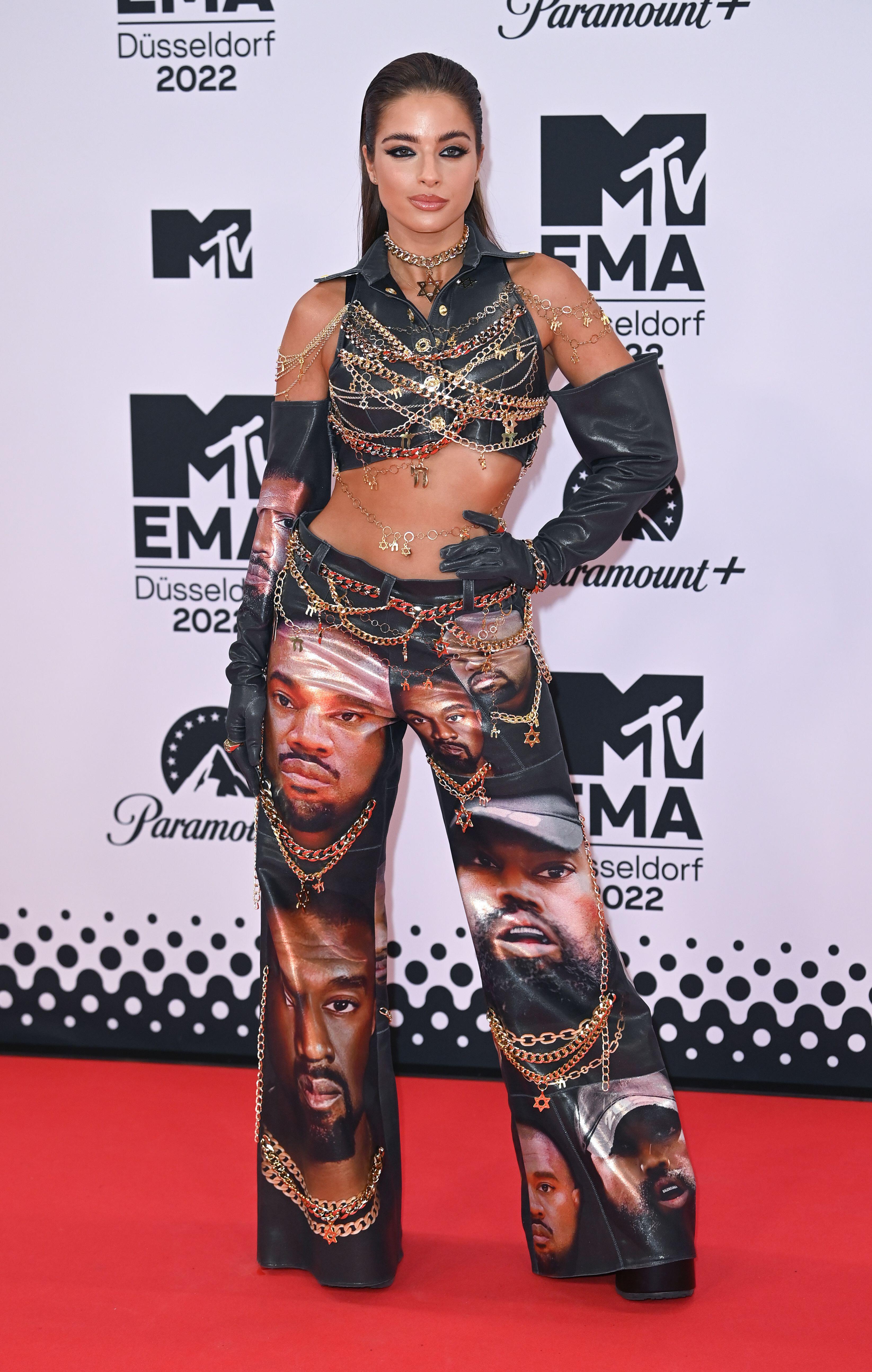 Israeli singer Noa Kirel hits out at Kanye West with her MTV EMAs outfit