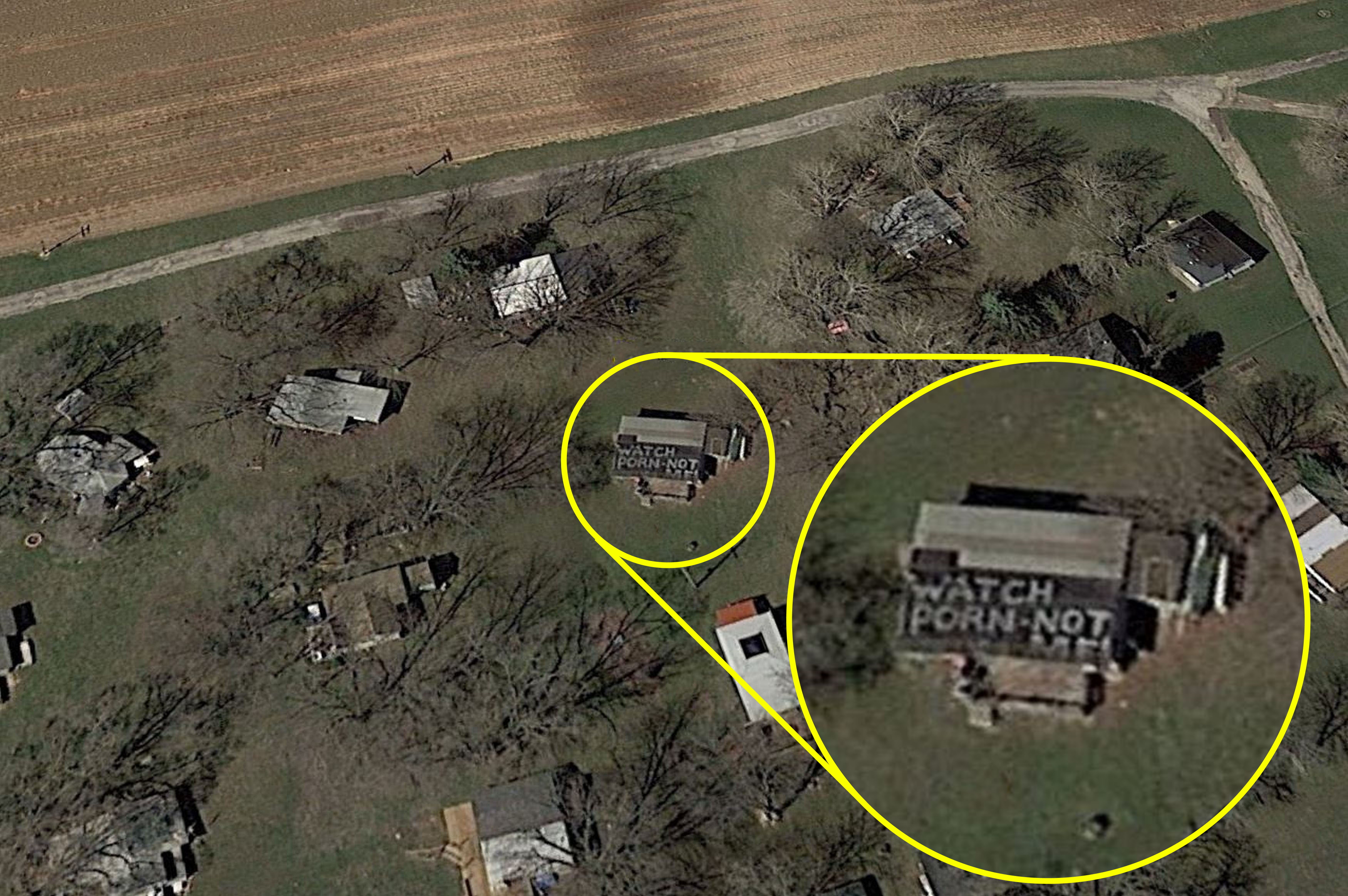 Google Maps Porn - Illinois homeowner writes rude sign on house to stop people spying on them  on Google Maps