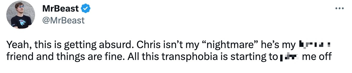 MrBeast Replies To Anti-Trans Chris Tweets