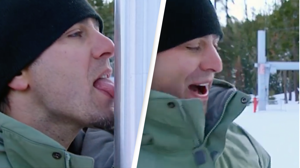 Mythbusters finds out if your tongue will stick to a freezing pole like