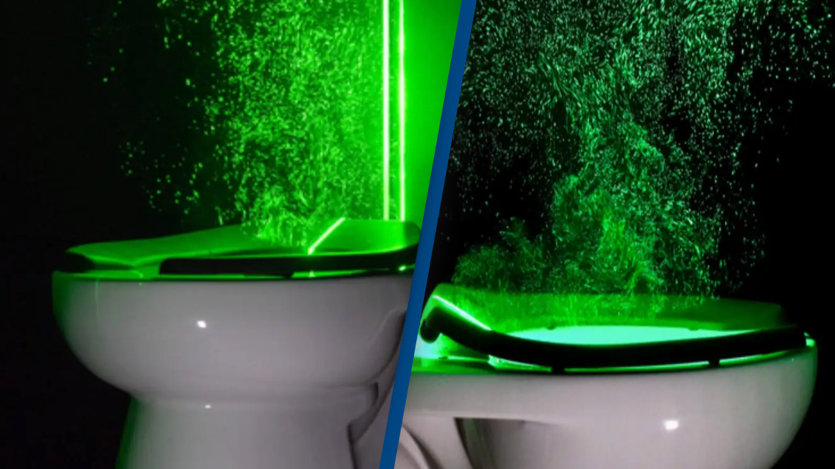 Flushed away: Images show bacteria propelled from toilets when