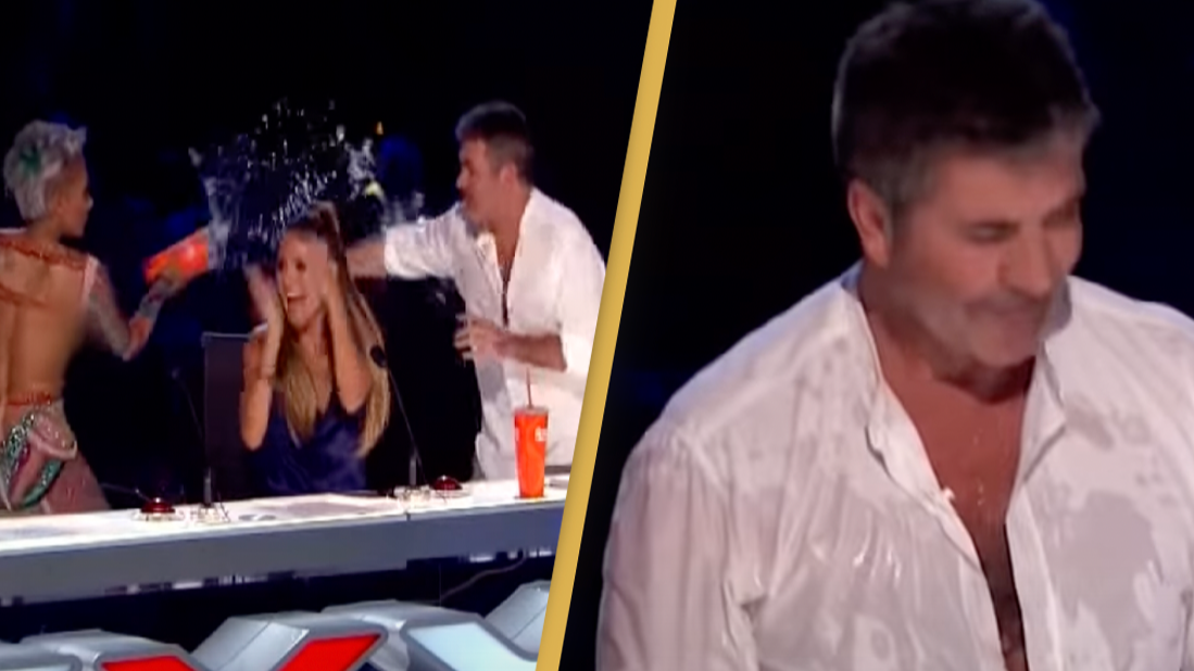 Mel B threw water in Simon Cowell's face and stormed off set after he made joke about her wedding night
