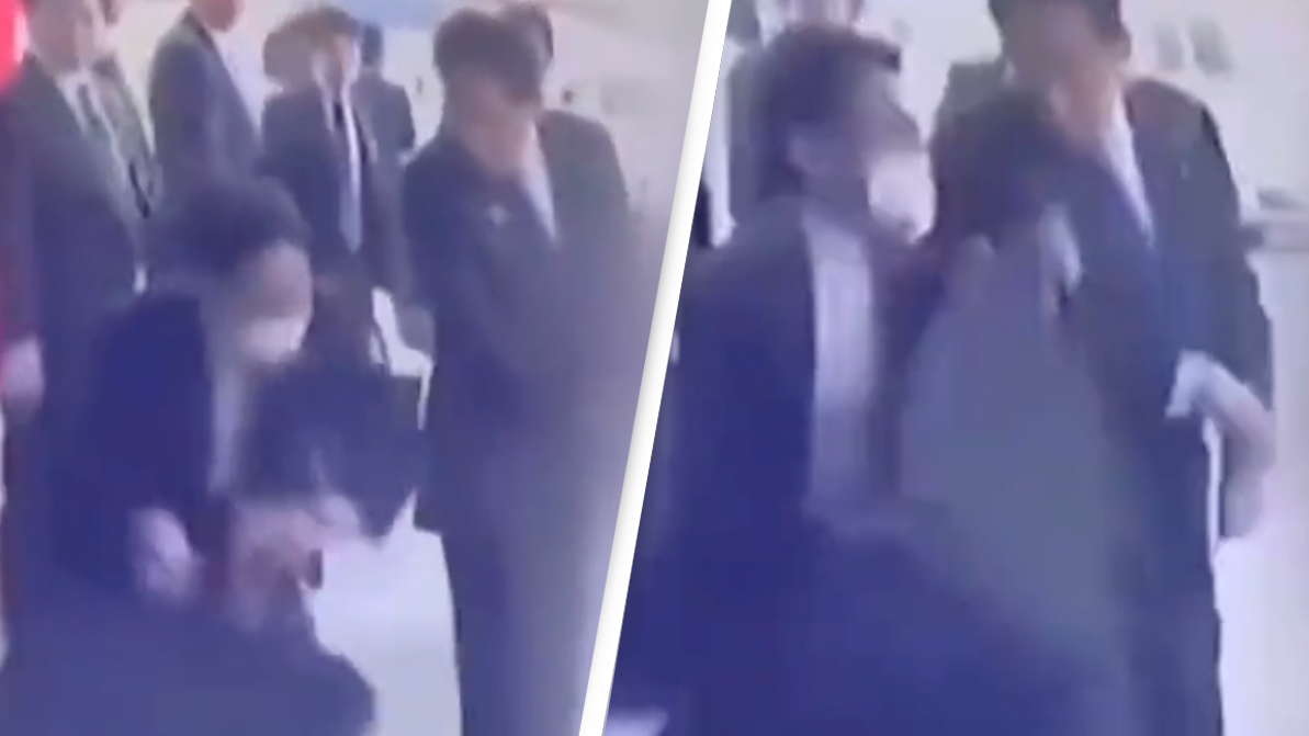 Watch: See bodyguard react to object that narrowly missed the Japanese PM