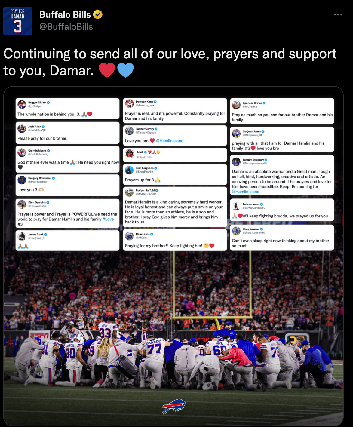 Bengals fan who went viral supporting Hamlin: “Just keep praying