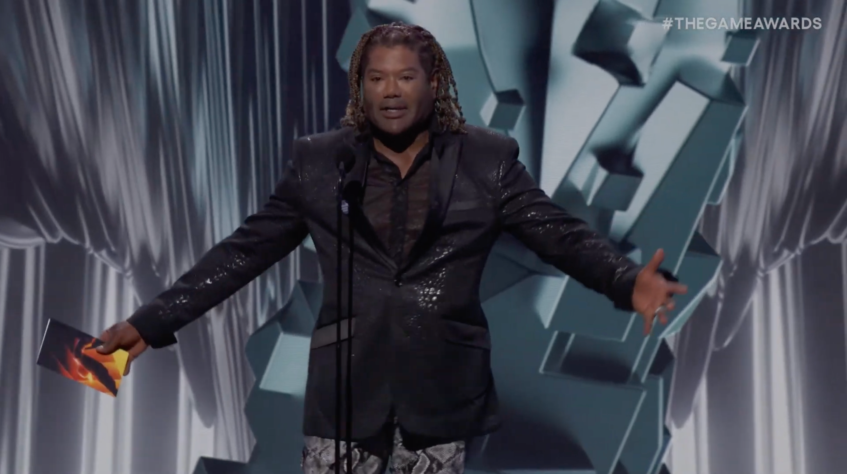 Christopher Judge (w/ @sunny) presents his own Game Award to himself. , read it boy