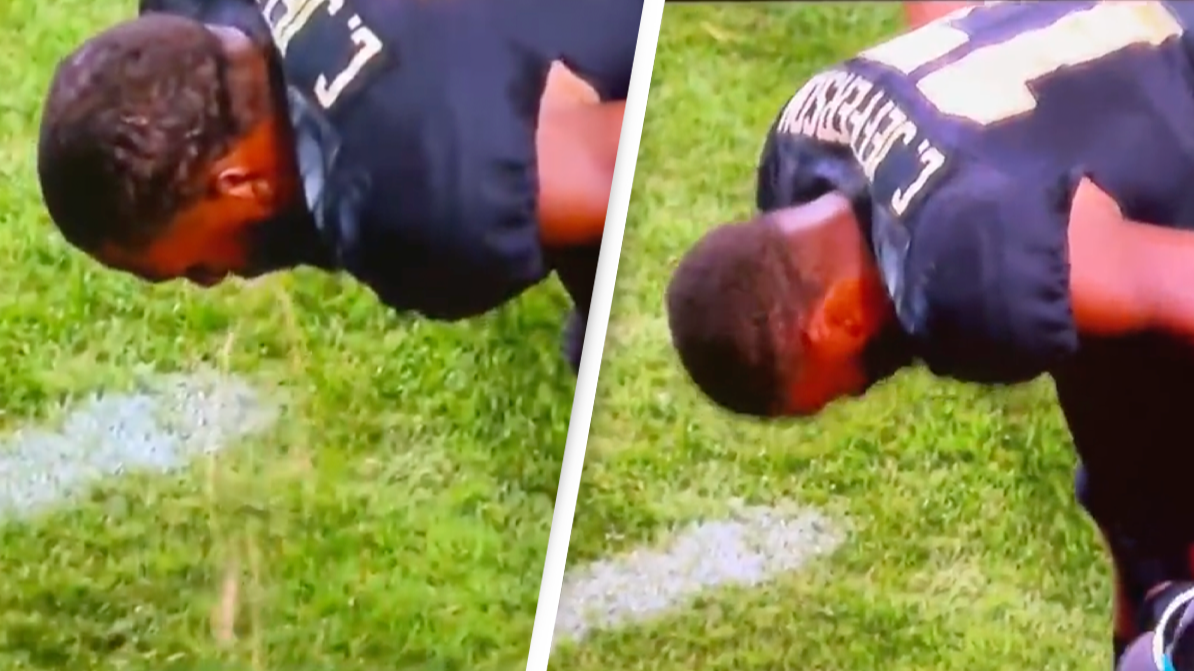 College footballer makes 72yard touchdown and immediately throws up