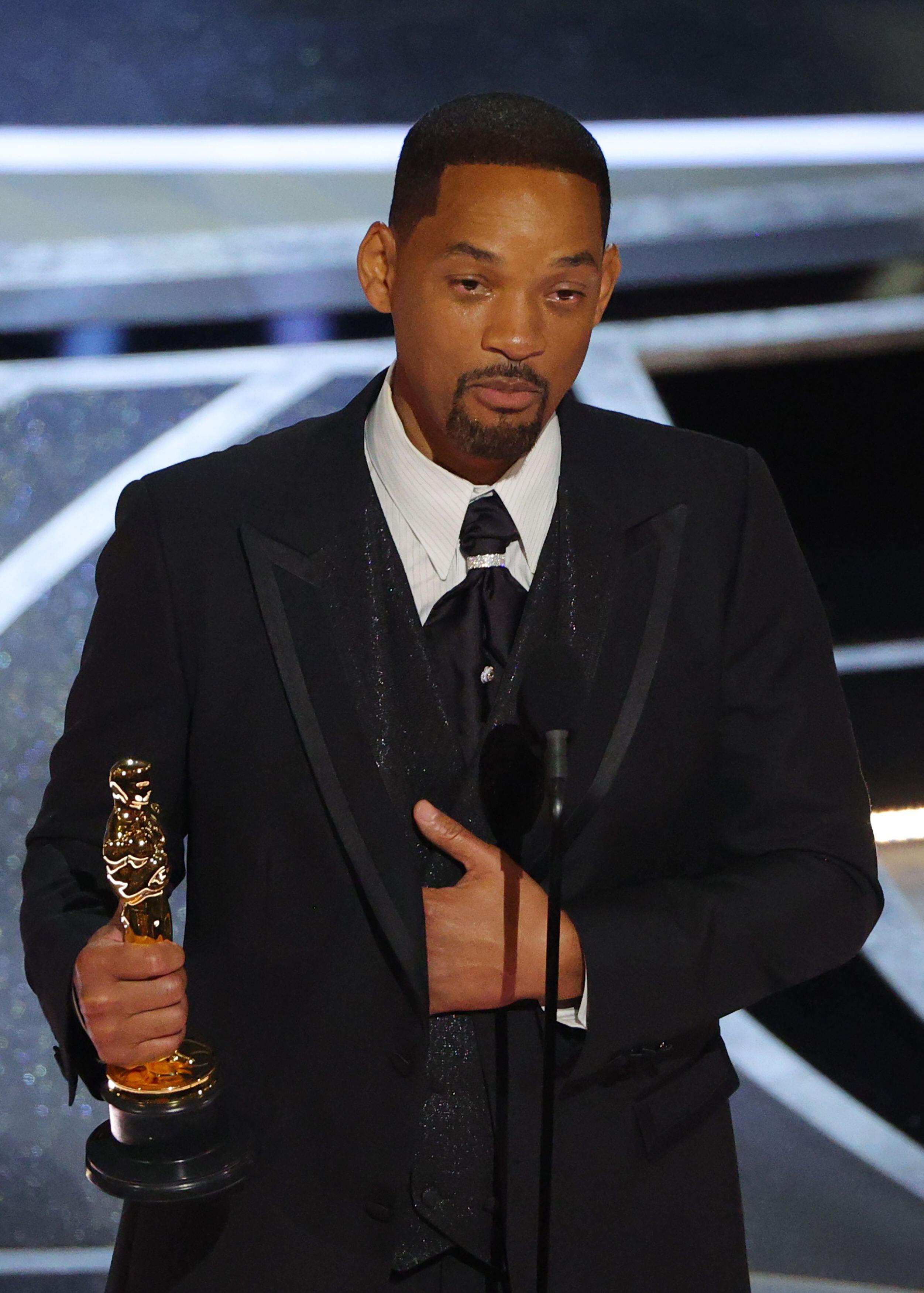 Will Smith Appears to Wipe Tears as He Talks to Bradley Cooper