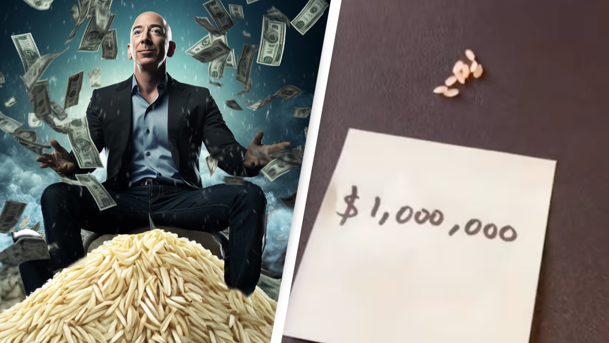 TikToker uses grains of rice to show how much  boss Jeff Bezos is  worth compared to other millionaires