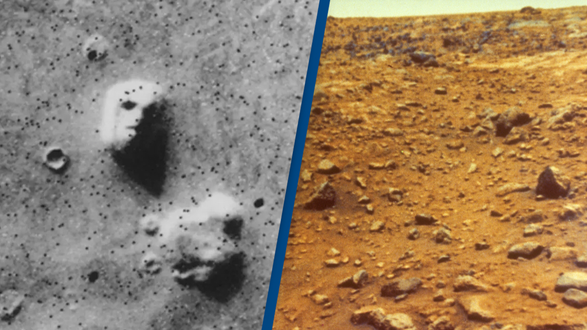 First spacecraft to land on Mars captured chilling 'human face' people think is proof of other lifeforms