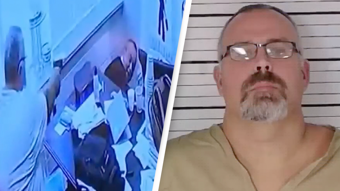 Horrific security footage shows the moment Sheriff walks into Judge's office and shoots him to death