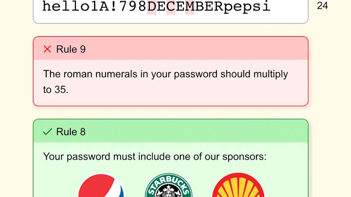 Neal's Fun: Solving The Password Game - Ackadia