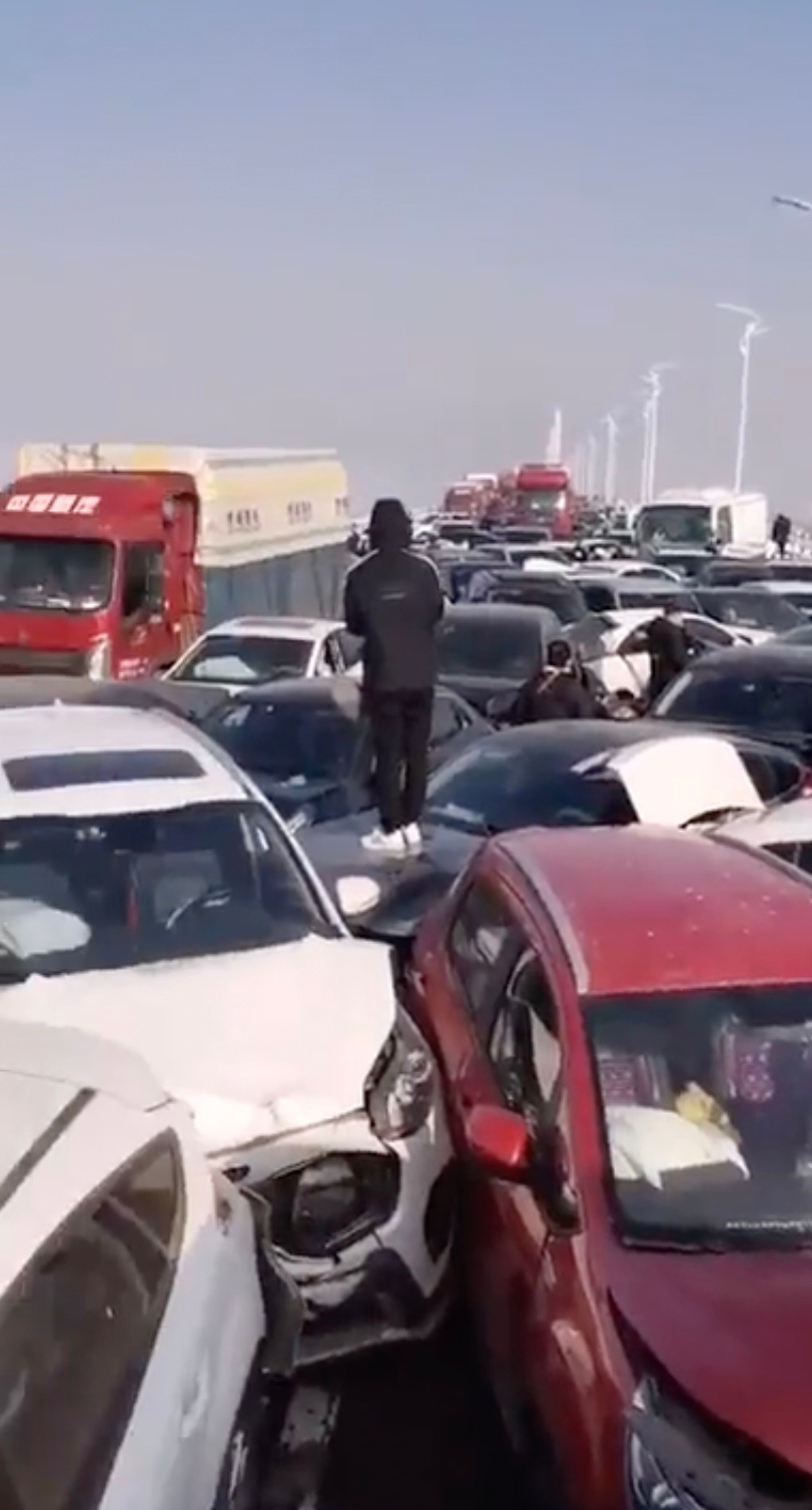 One of the world s biggest ever car crashes leaves at least one