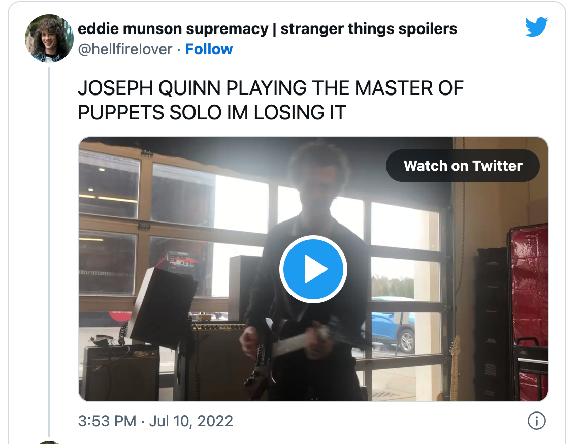 Stranger Things  Vídeos mostram Joseph Quinn ensaiando Master of Puppets