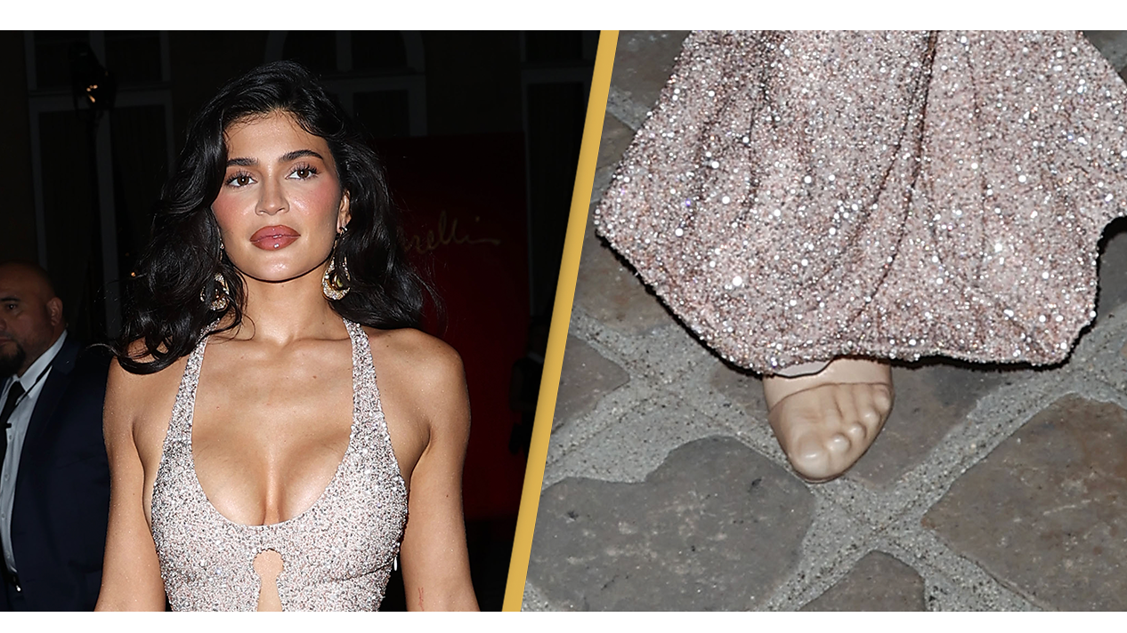 Kylie Jenner Wears Low-Cut Sequined Gown at Schiaparelli Show