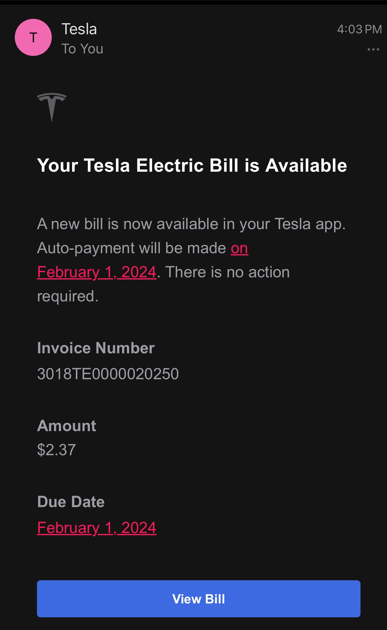 How much does electric deals bill go up with tesla