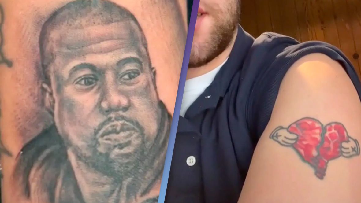 Kim Kardashian gives approval to super fan who has HUGE tattoos of her and Kanye  Wests names on his legs  Irish Mirror Online