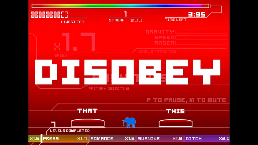 elephant collection screen in red, with large text saying