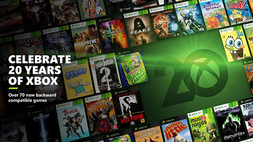 A promo image for Xbox's backwards compatibility service