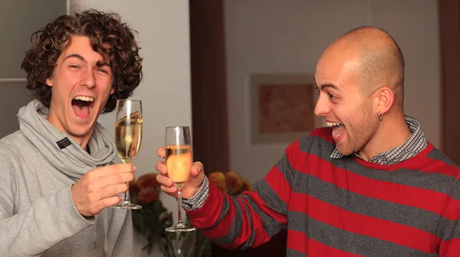 Adriaan and Bojan with champagne after founding Game Oven on November 18, 2011.