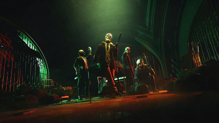 Key art for Starbreeze Studios' Payday 3, showing the titular Payday Gang inside a vault.